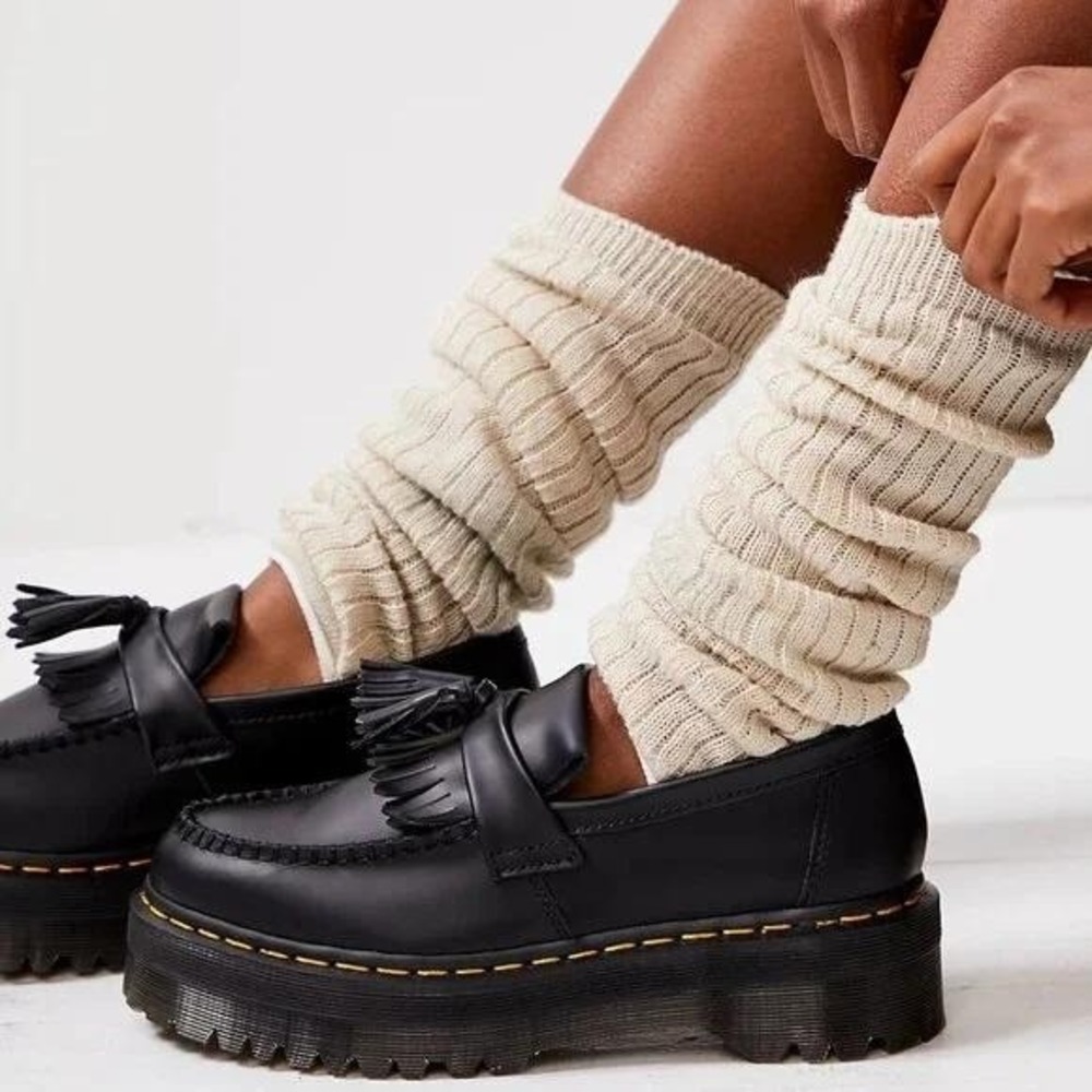 Dr. Martens Black Leather Platform Tassel Loafers
